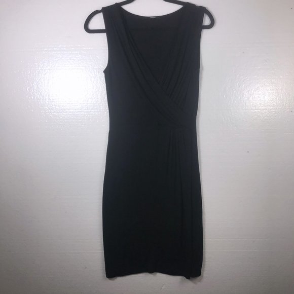 Tahari Sz S Black Wrap Knit Career Gathered Dress - Picture 1 of 8